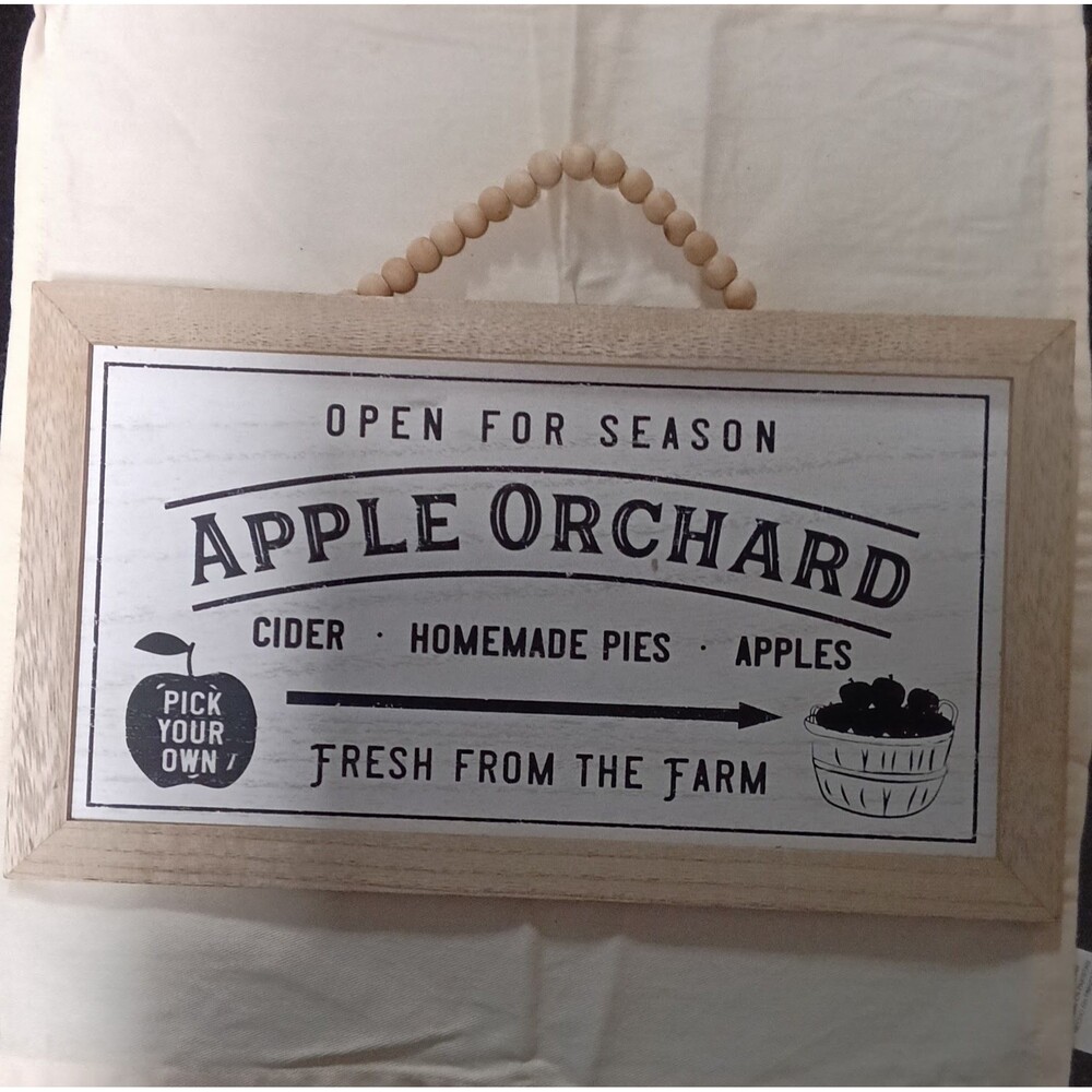 Apple Orchard Wooden Hanging Sign Bead Hanger Fall Decor